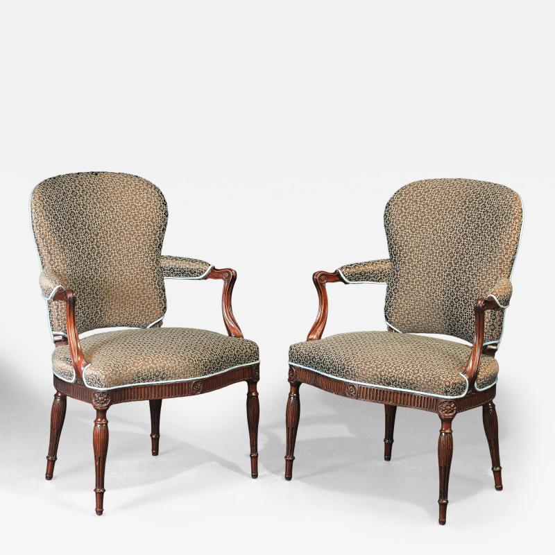 A PAIR OF GEORGE III MAHOGANY ARMCHAIRS