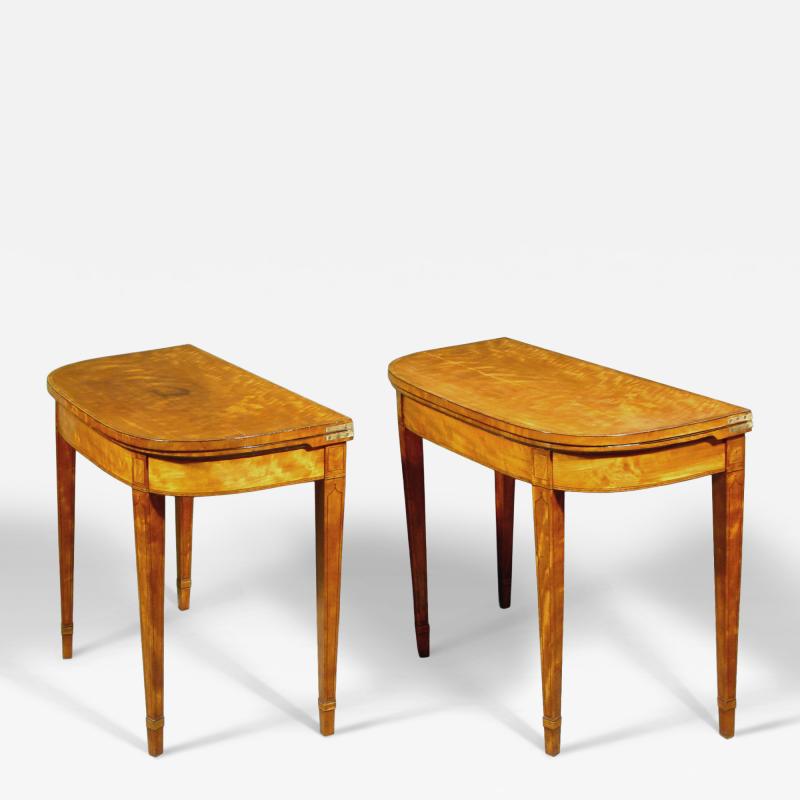 A PAIR OF GEORGE III SATINWOOD GAMES TABLES