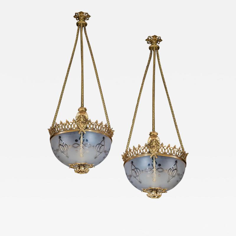 A PAIR OF GOTHIC VICTORIAN HALL LIGHTS