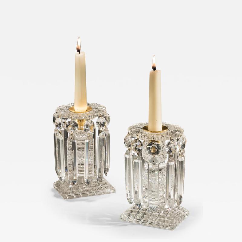 A PAIR OF RECTANGULAR BASE REGENCY LUSTRES