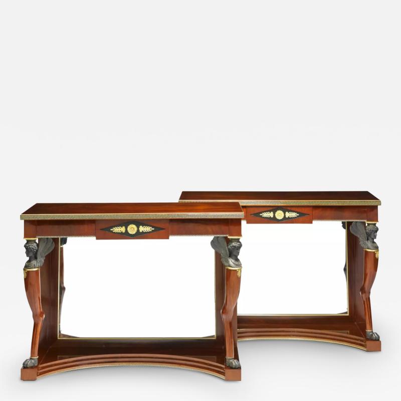 A Pair Of Russian Neoclassical Wall Consoles St Petersburg
