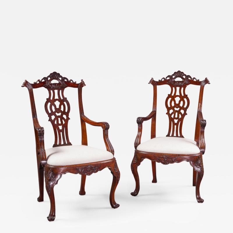 A Pair of 18th C Portuguese Rosewood Armchairs in the Chippendale Style