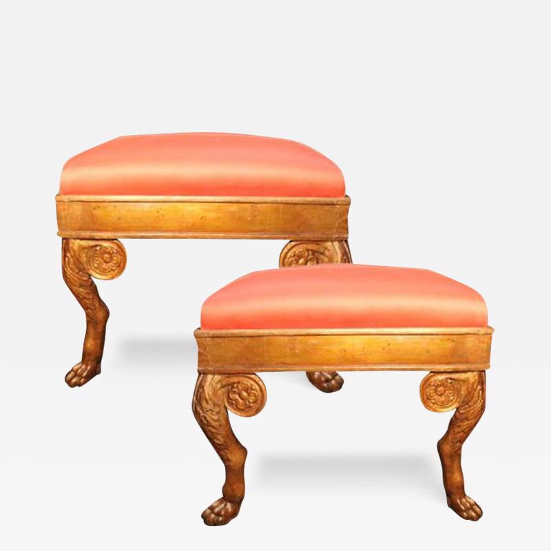 A Pair of 18th Century Louis XV Italian Giltwood Benches