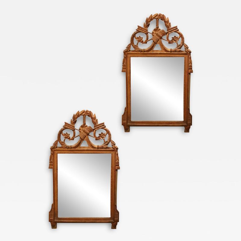 A Pair of 18th Century Transitional Louis XV Louis XVI Giltwood Mirrors