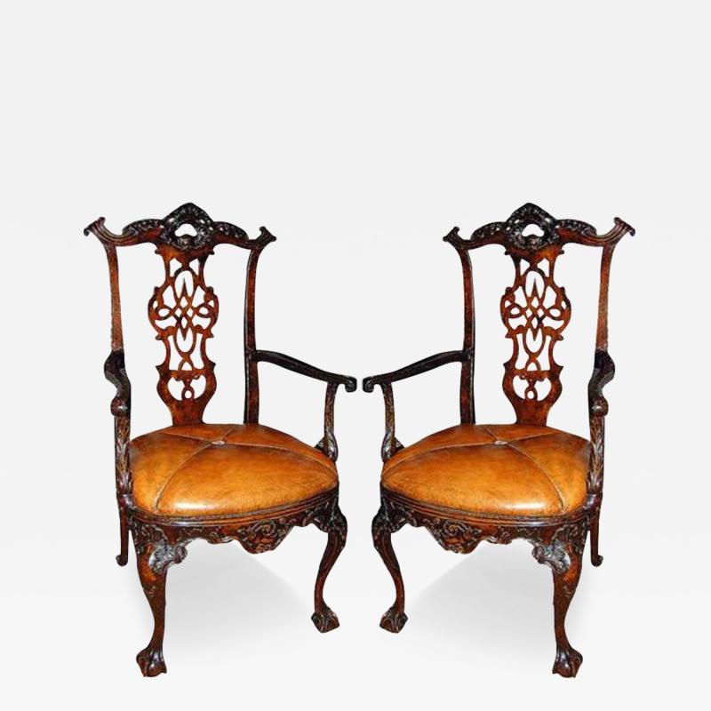A Pair of 18th Century Walnut Portuguese Armchairs