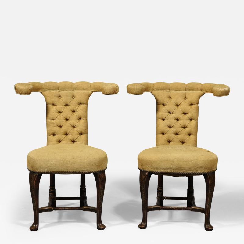 A Pair of 1930 s Chinoiserie Painted Reading Chairs