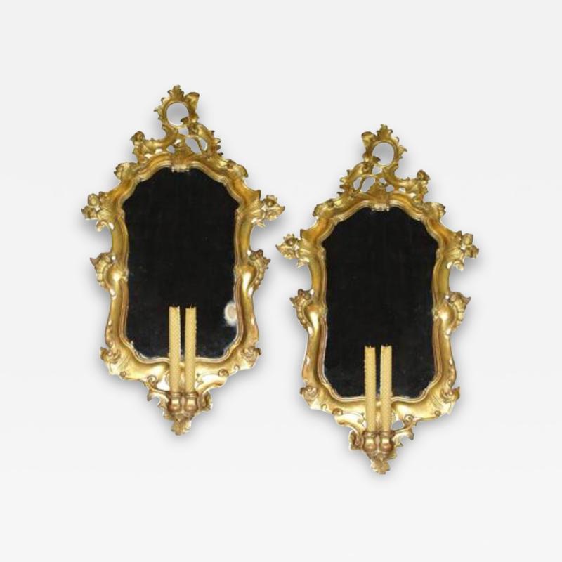 A Pair of 19th Century Bra de Lumiere Rococo Giltwood Mirrors