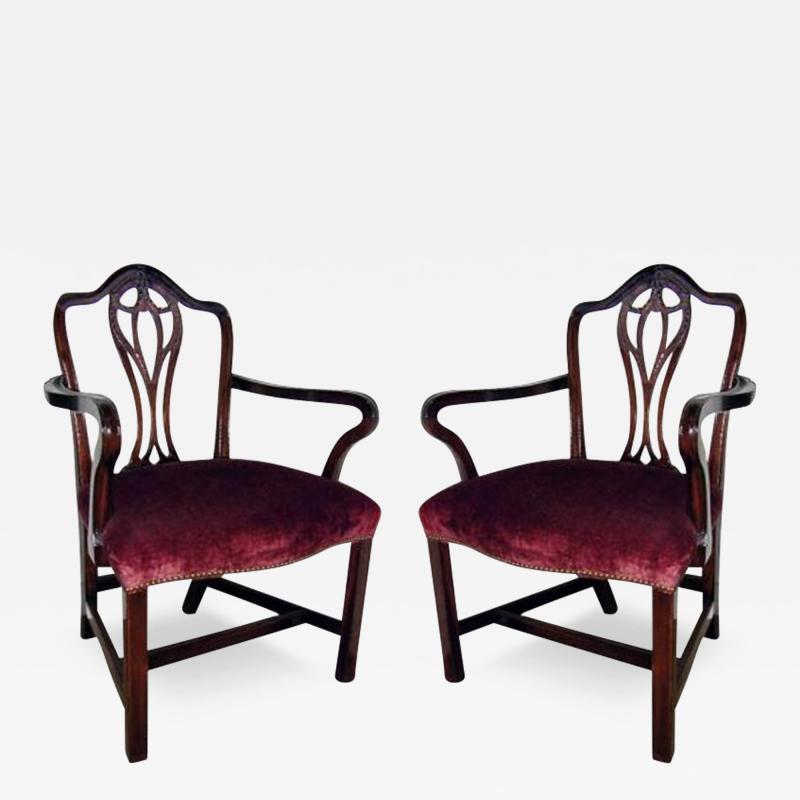 A Pair of 19th Century English Mahogany Chippendale Armchairs