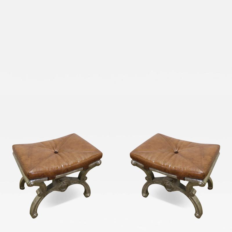 A Pair of 19th Century Italian Silver Gilded Benches