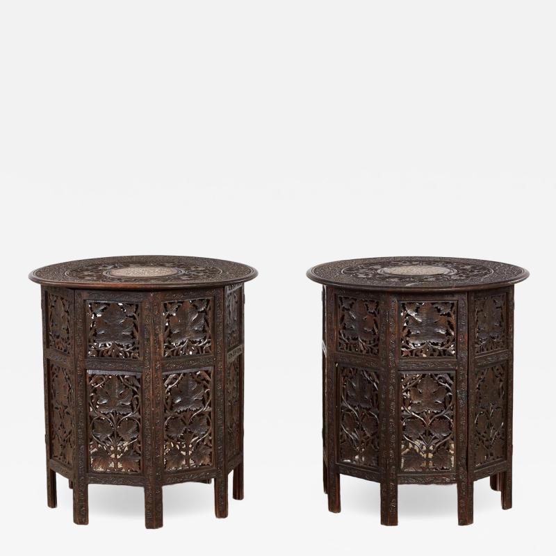 A Pair of Anglo Indian Taboret Tables