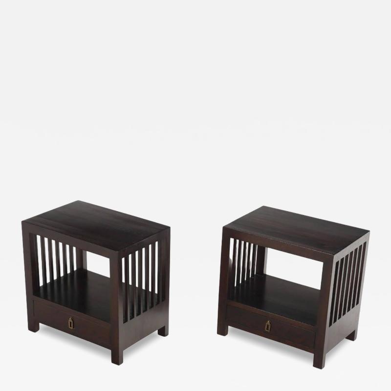 A Pair of Arts and Craft style bedside tables C 1970s 