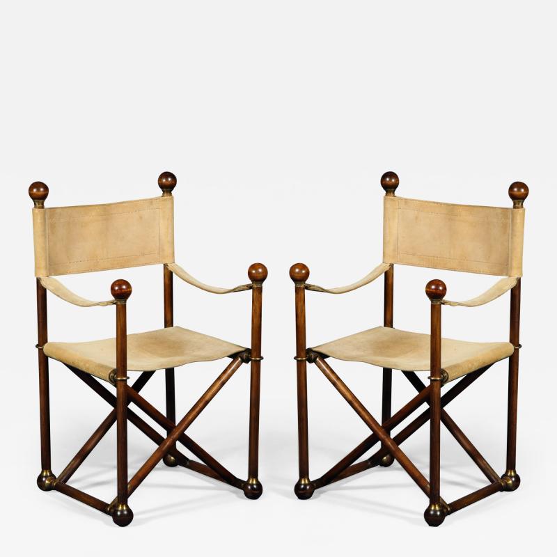 A Pair of Brass Mounted Charles X Style French Campaign Chairs