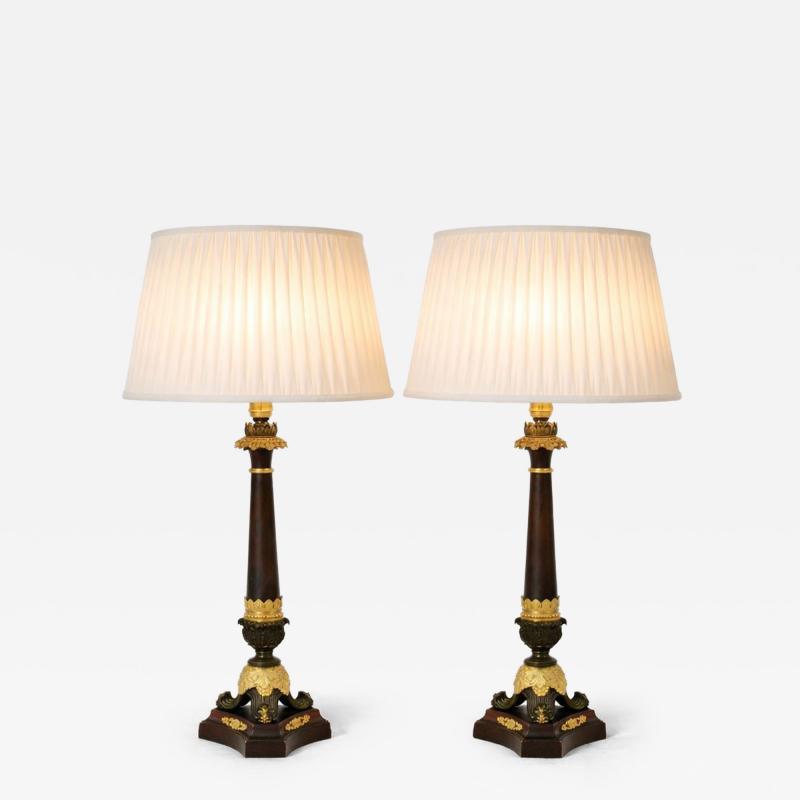 A Pair of Bronze Neoclassical Lamps