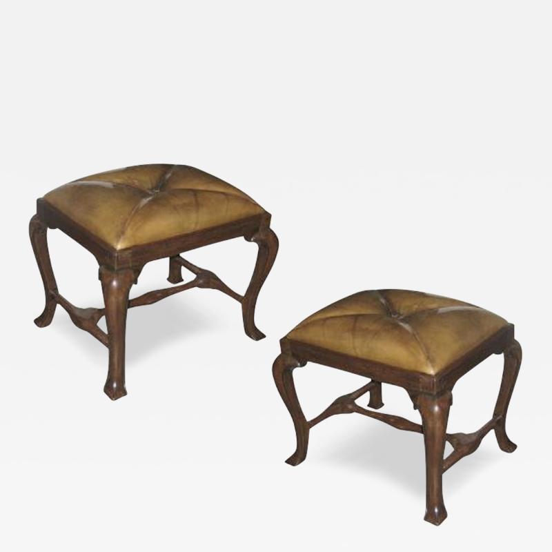 A Pair of Continental French Walnut Tabourets