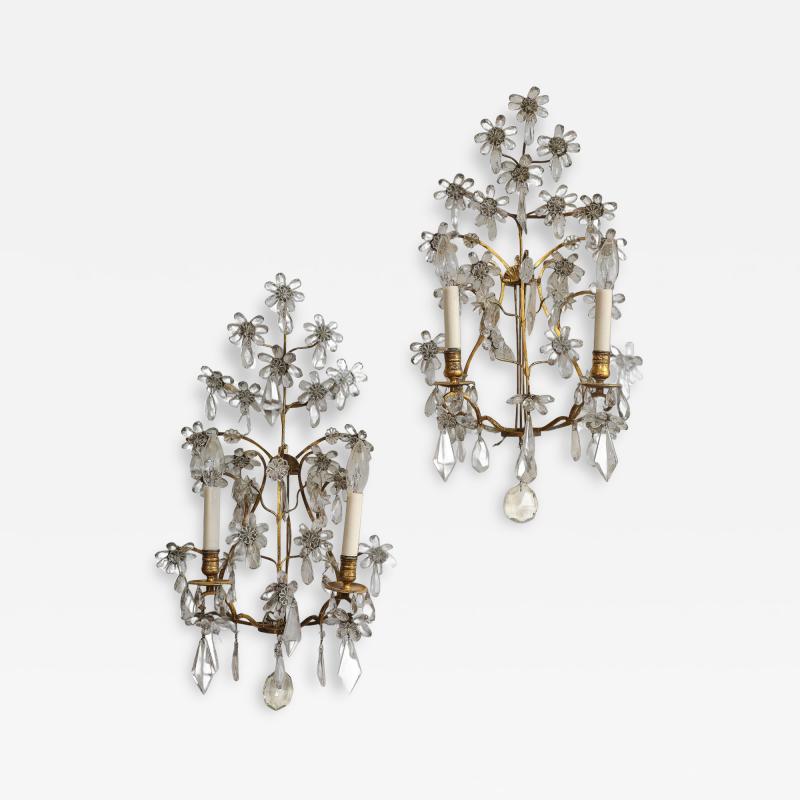 A Pair of Crystal and Gilt Bronze Sconces