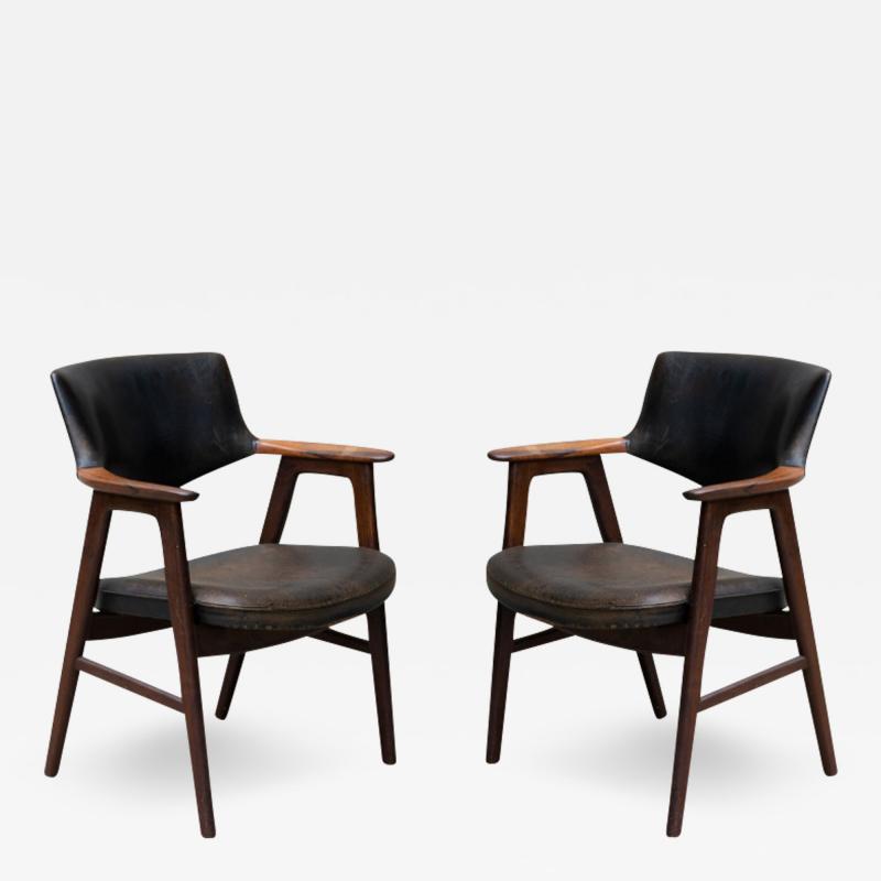 A Pair of Danish Mid Century Rosewood Armchairs by Erik Kirkegaard