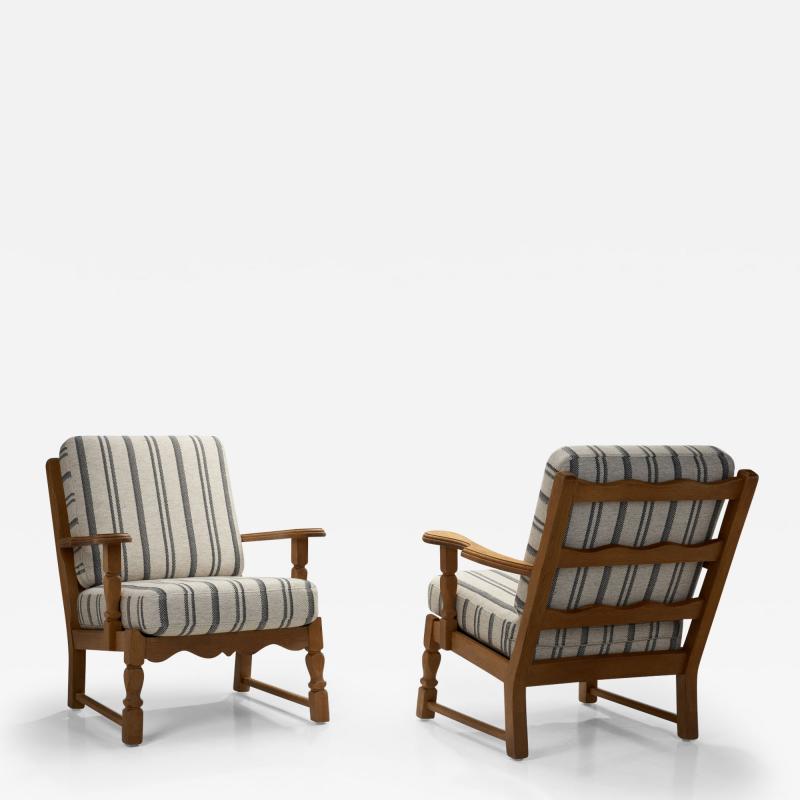 A Pair of Danish Oak Easy Chairs Denmark 1970s