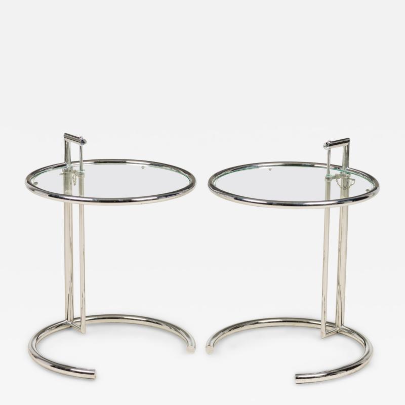 A Pair of Eileen Gray Polished Chrome and Glass Tables