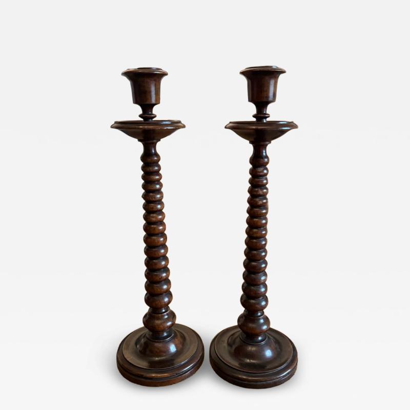 A Pair of English Mahogany Candlesticks circa 1840