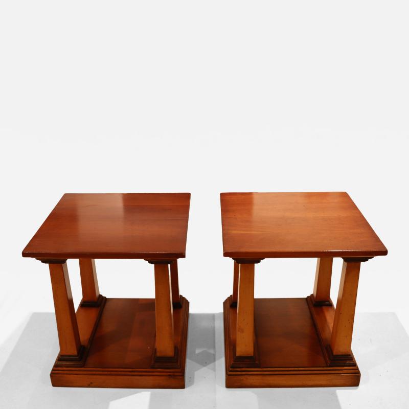 A Pair of English Walnut Side Tables circa 1950