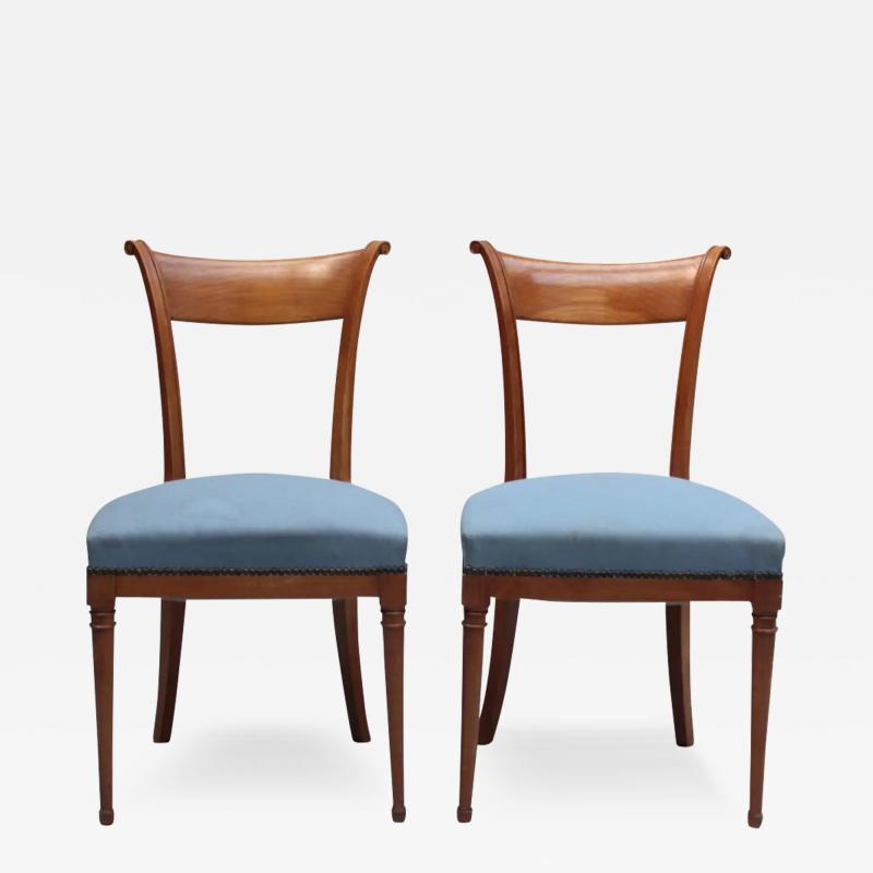 A Pair of Fine French Art Deco Cherry Wood Side Chairs