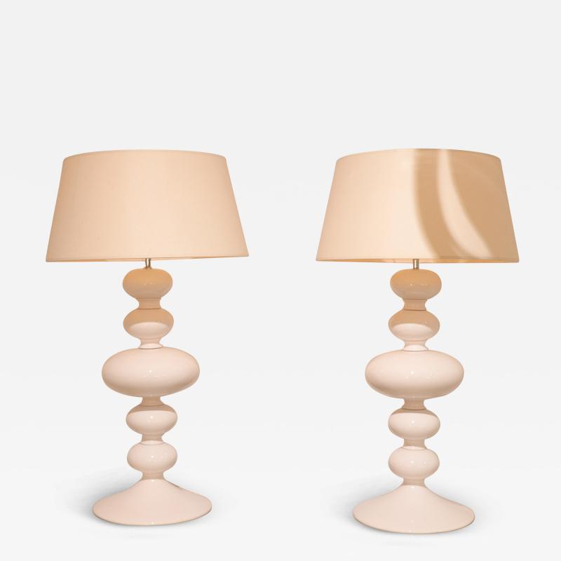 A Pair of French 1980s Ceramic Table Lamps