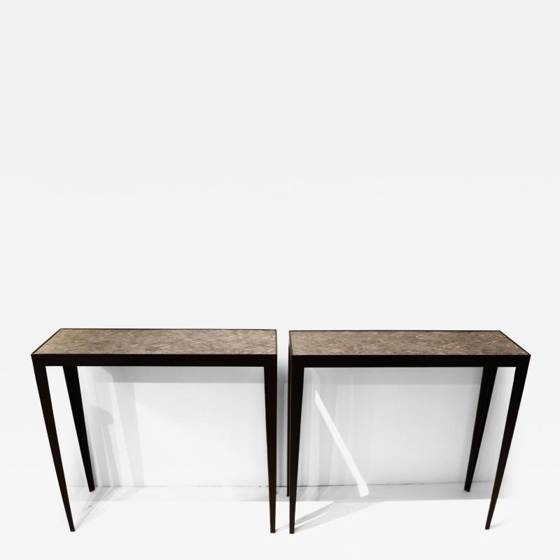 A Pair of French Consoles with Sting Ray Skin Tops circa 1990