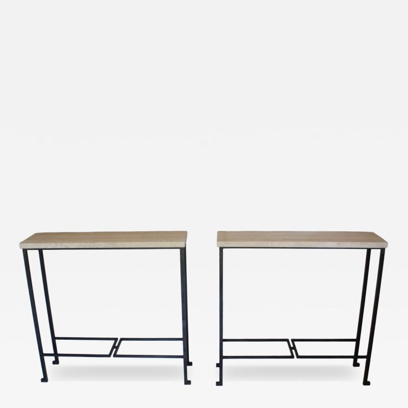 A Pair of French Travertine Top Consoles circa 1950