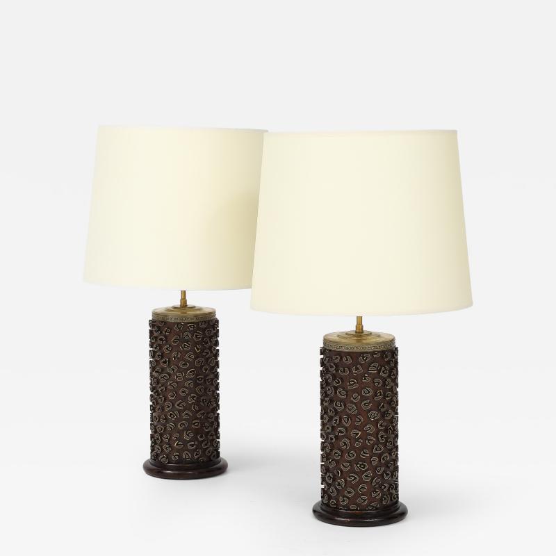 A Pair of French Wallpaper Roller Lamps circa 1960s