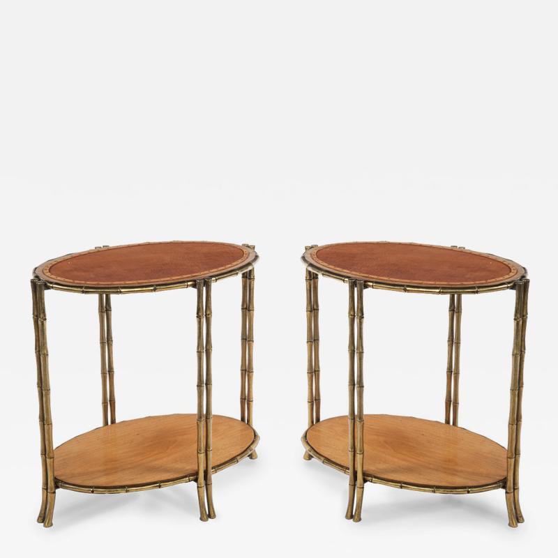 A Pair of Gilt Brass Faux Bamboo Etag res or Occasional Tables