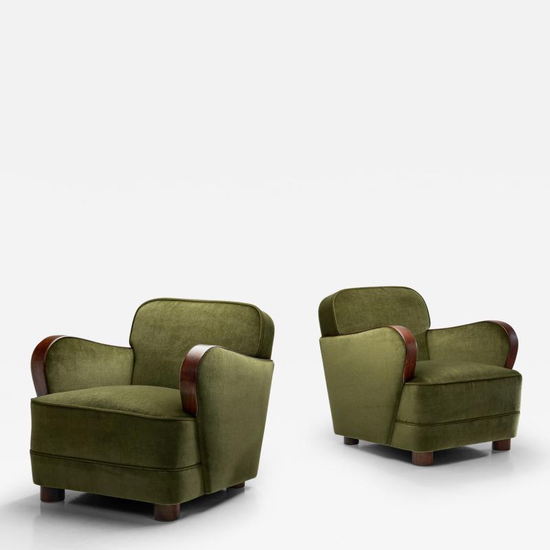 A Pair of Green Art Deco Armchairs Europe 1930s