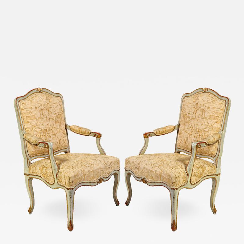 A Pair of Italian 18th Century Painted Armchairs