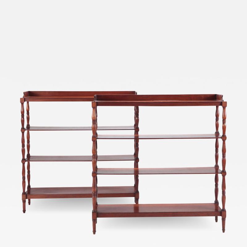 A Pair of Italian mahogany open shelves with shaped supports Circa 1880 