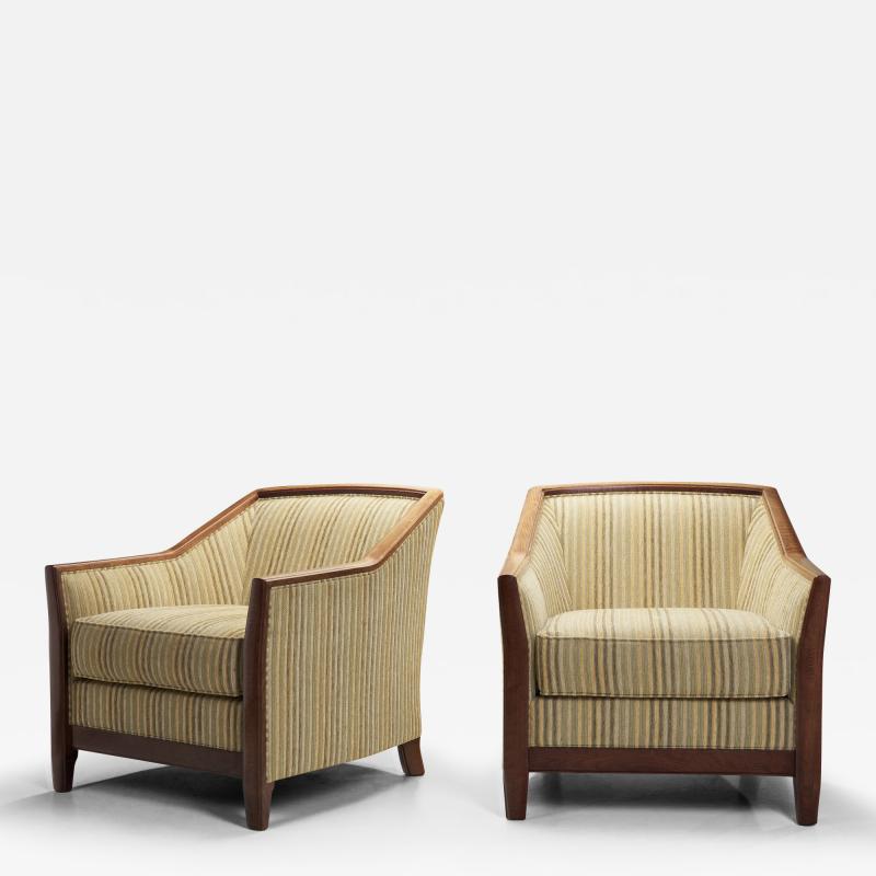 A Pair of Modernist Upholstered Armchairs by Burov France Mid 20th century