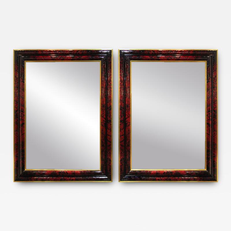 A Pair of Palatial 19th Century English Regency Red Tortoiseshell Mirrors