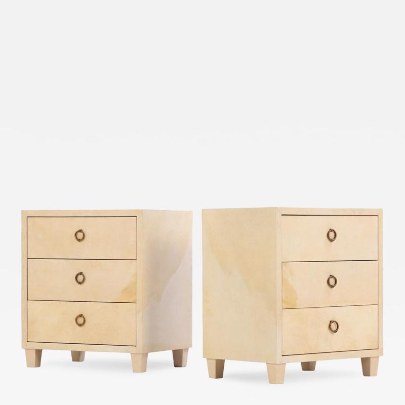 A Pair of Pergamino 3 Drawers Cabinets Nightstands C 1950 