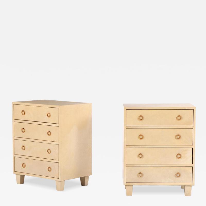 A Pair of Pergamino 4 Drawers Cabinets Nightstands C 1950 