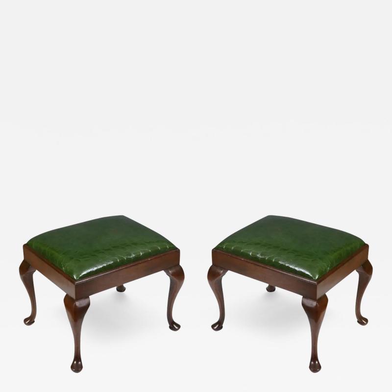 A Pair of Queen Anne Style Walnut Benches