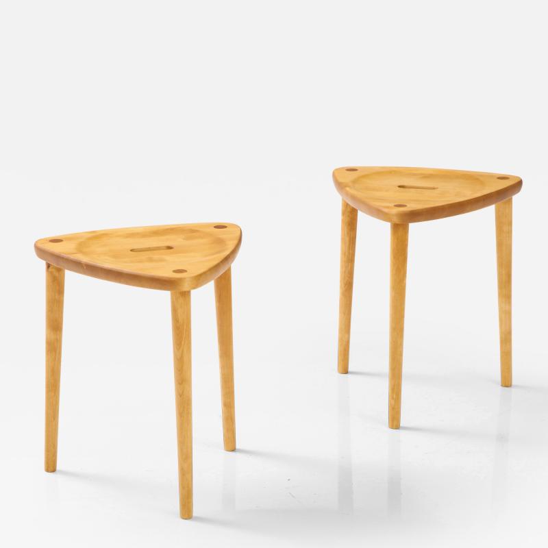 A Pair of Swedish Beechwood stools Ca 1960s