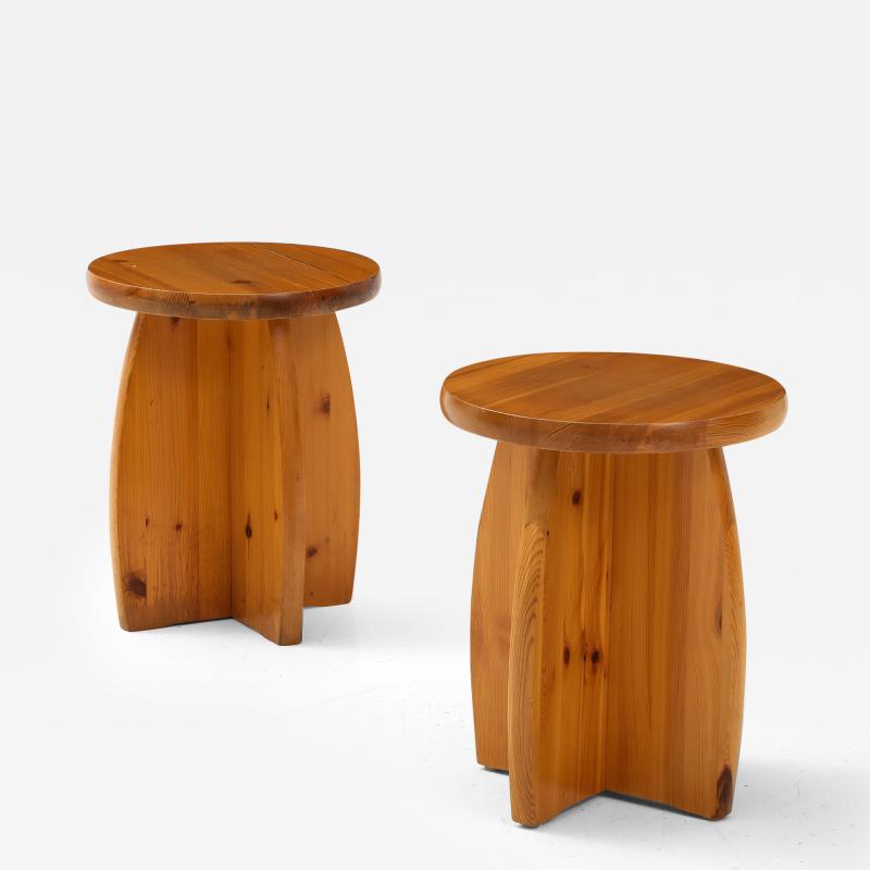 A Pair of Swedish Pine Side Table or Stools Circa 1970s