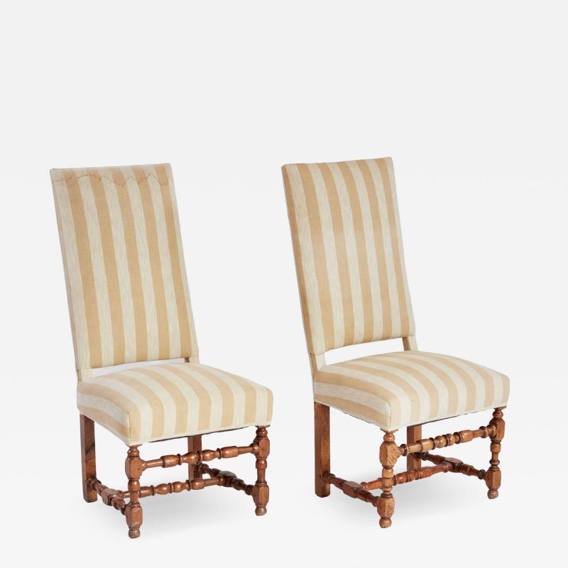 A Pair of Tall Back Upholstered Side Chairs