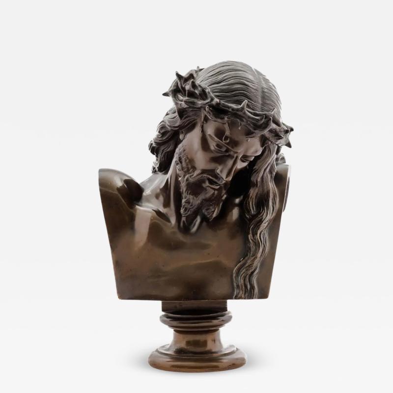 A Patinated Bronze Bust of Jesus Christ by Clesinger and Barbedienne 12 High