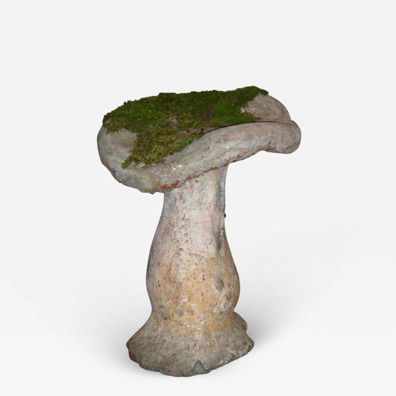 A QUINTESSENTIALLY FRENCH CAST STONE MUSHROOM GARDEN ORNAMENT