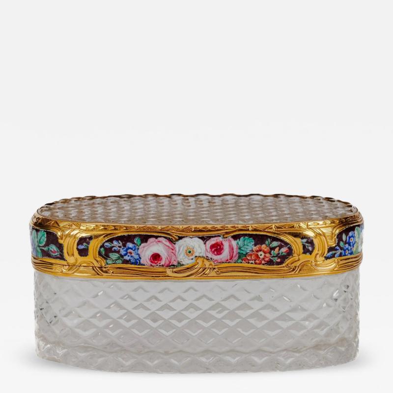A Rare Louis XVI Gold and Enamel Rock Crystal Snuff Box Rothschild Provenance