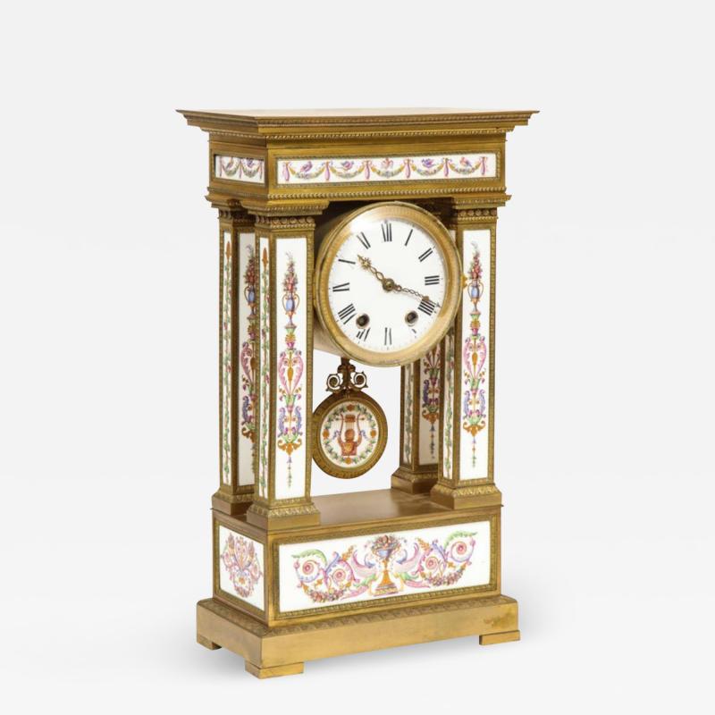 A Rare and Exquisite French Ormolu and Porcelain Clock attributed to Deniere
