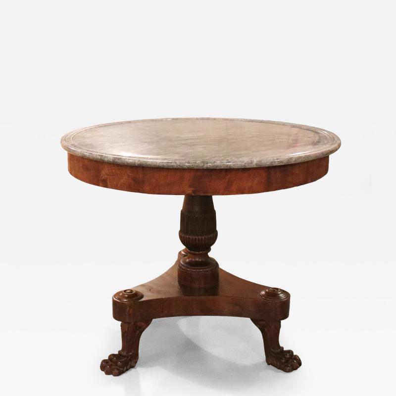 A Regency Mahogany Gueridon with Blu Turquin Marble Top England circa 1820