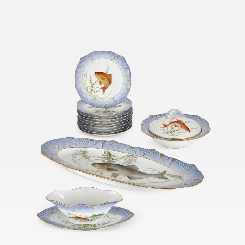 A Royal Copenhagen Ichthyological porcelain part dinner fish service