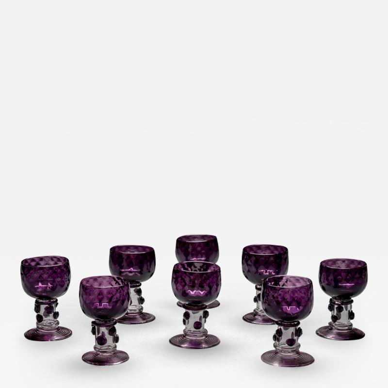 A SET OF EIGHT AMETHYST ROEMERS