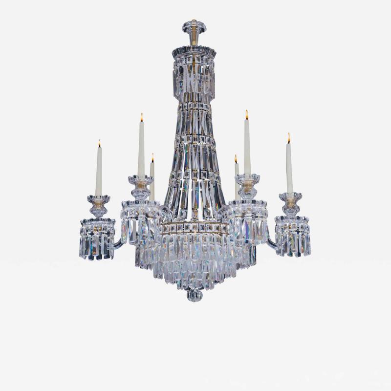 A SIX LIGHT WILLIAM IV TENT AND WATERFALL CHANDELIER