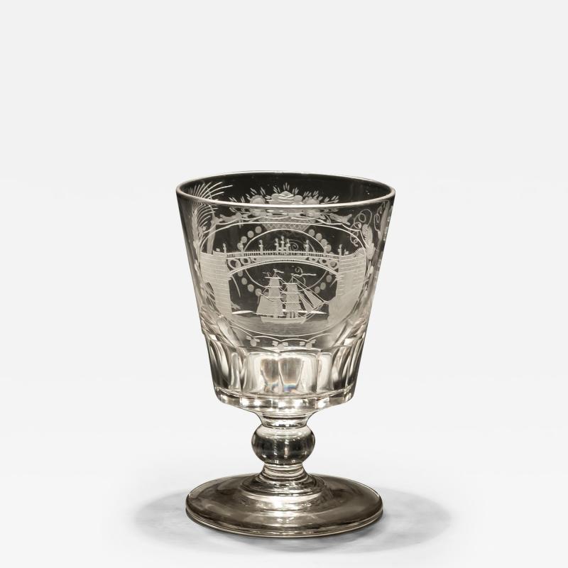 A SUNDERLAND BRIDGE ENGRAVED GOBLET